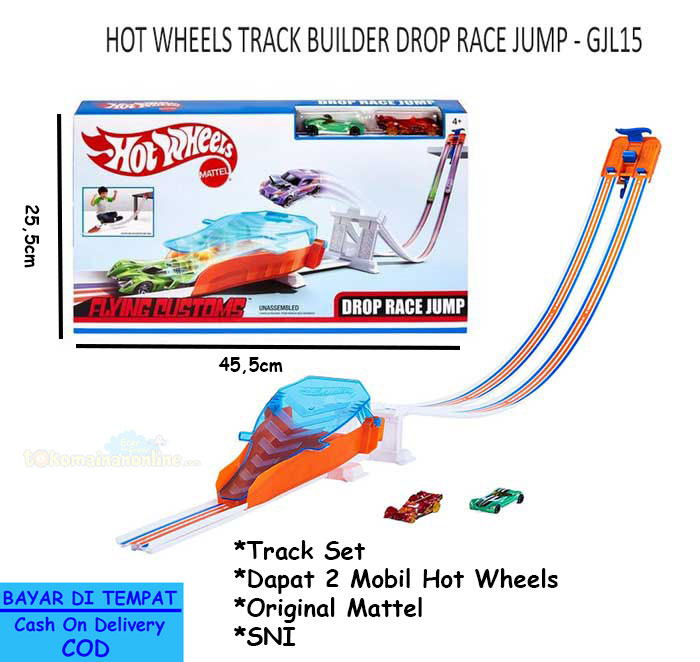 toko mainan online HOT WHEELS TRACK BUILDER DROP RACE JUMP - GJL15