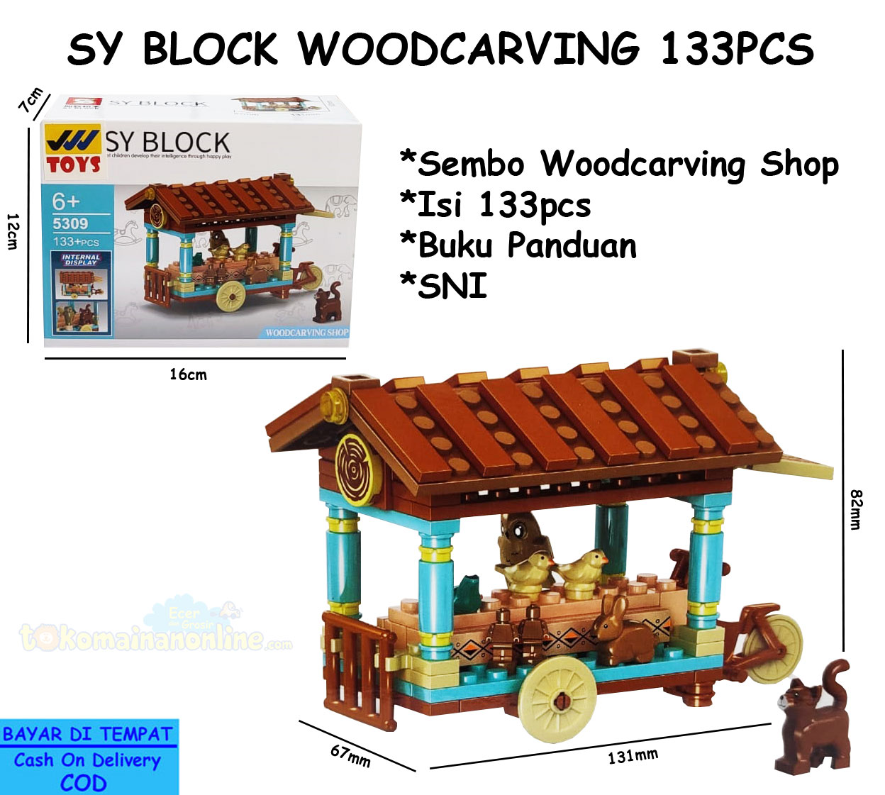 toko mainan online SY BLOCK  WOODCARVING 133PCS - 5309