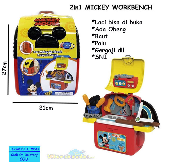 toko mainan online 2IN1 MICKEY WORKBENCH BACKPACK - NB-04287