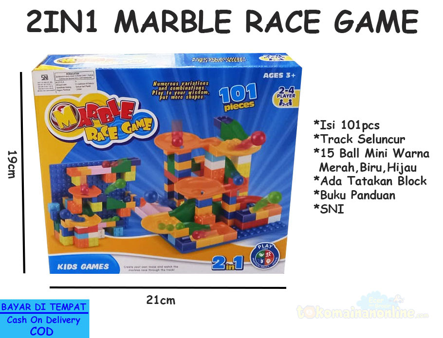 toko mainan online 2IN1 MARBLE RACE GAME 101PC  -  8301